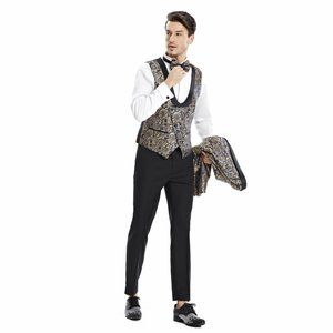 2026 Prom Special Mustard Paisley 2pc Mens Suit by Tazzio